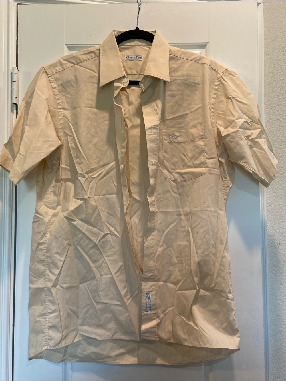 Dior Men's Short-Sleeve Button-Up Shirt in Light Yellow